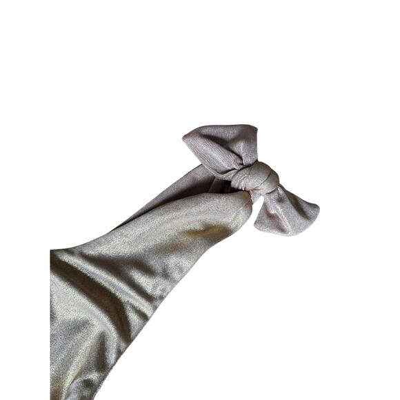 Sara Cristina Nerea One-Shoulder Swimsuit in Metallic Gold Nylon Size Small - Picture 6 of 7